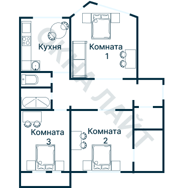 Остекление планировки 3782 дома П-55М/2