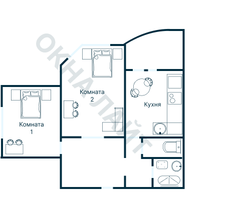 Остекление планировки 3786 дома П-55М/2