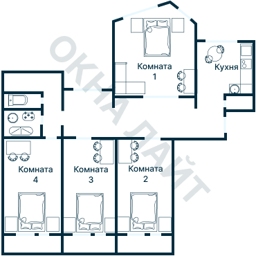 Остекление планировки 3823 дома П-55М/2