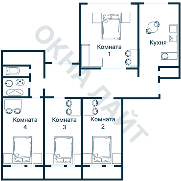 Остекление планировки 3826 дома П-55М/2