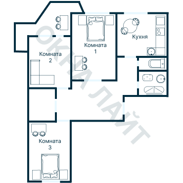 Остекление планировки 3984 дома ПД-4