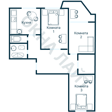 Остекление планировки 3986 дома ПД-4