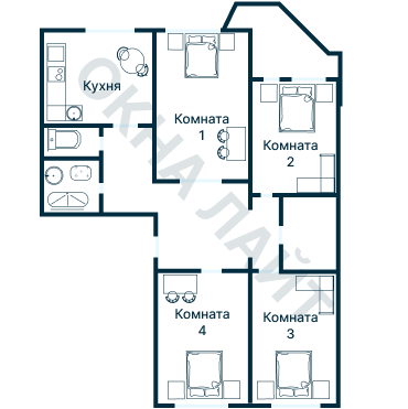 Остекление планировки 3990 дома ПД-4