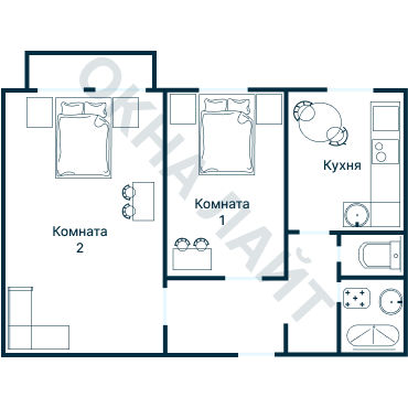 Остекление планировки 1564 Сталинки
