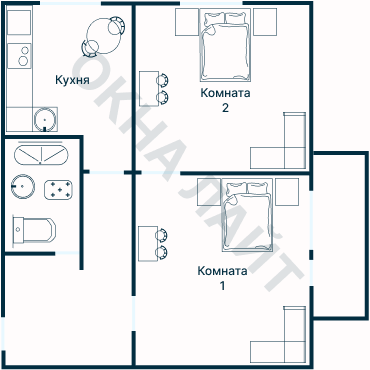 Остекление планировки 1580 Сталинки