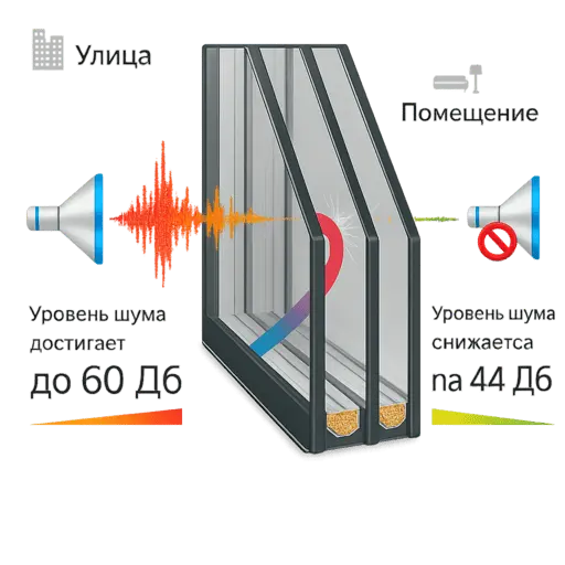 Стеклопакет шумозащитный Шумоизоляционный стеклопакет