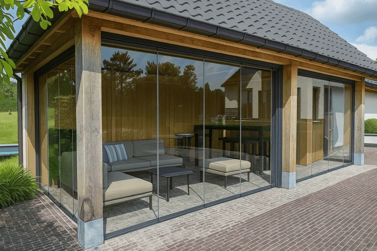 Безрамное остекление веранды