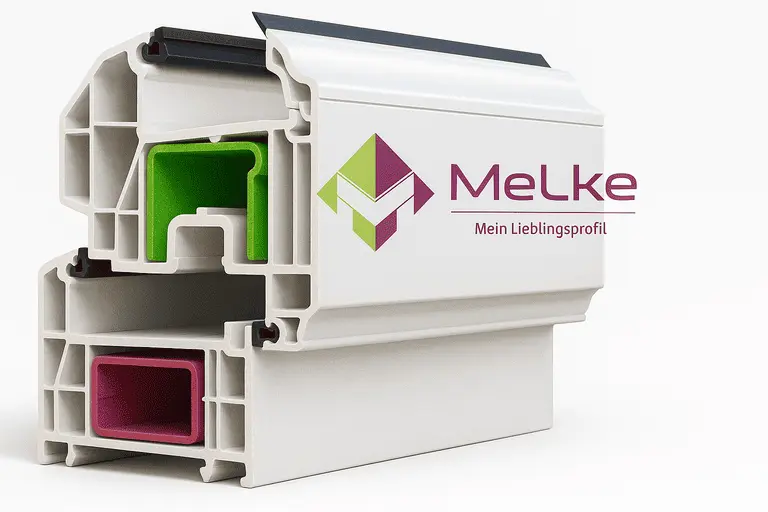 Разрез профиля Мелке с цветным армированием, демонстрирующий внутреннее строение и камеры