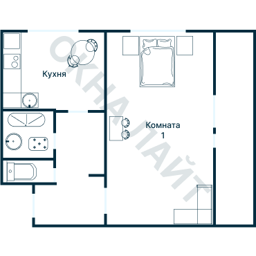 Остекление планировки 1001 дома 1605-АМ