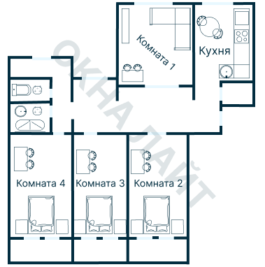 Остекление планировки 1012 дома 1605-АМ
