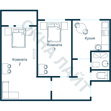 Остекление планировки 1019 дома 1605-АМ