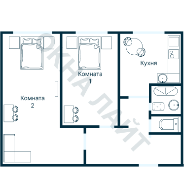 Остекление планировки 1021 дома 1605-АМ