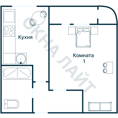 Остекление планировки 1030 дома 1605-АМ