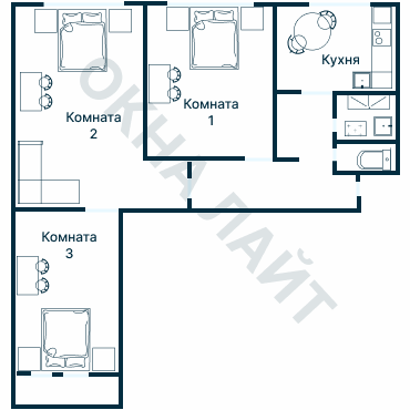 Остекление планировки 1037 дома 1605-АМ