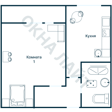 Остекление планировки 1043 дома 1605-АМ