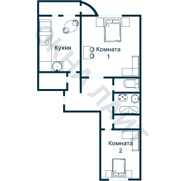 Остекление планировки 1054 дома 1МГ-601
