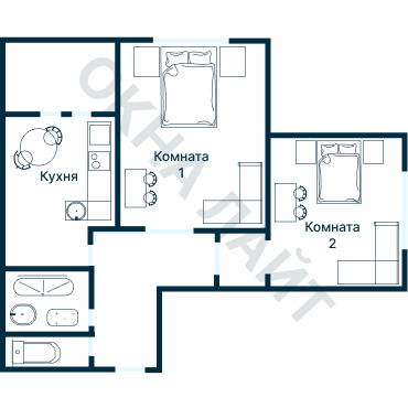 Остекление планировки 2093 дома ГМС-2001