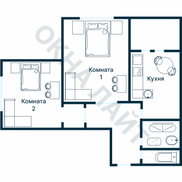 Остекление планировки 2098 дома ГМС-2001