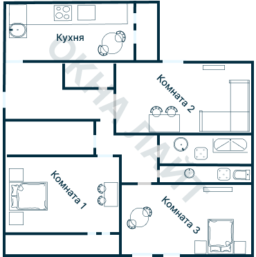 Остекление планировки 2131 дома ГМС-2001