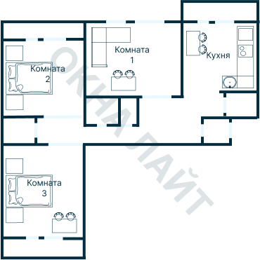 Остекление планировки 2138 дома ГМС-2001