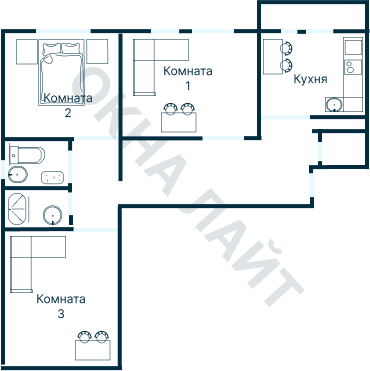 Остекление планировки 2142 дома ГМС-2001