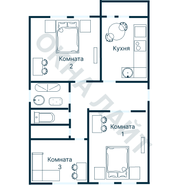 Остекление планировки 2144 дома ГМС-2001