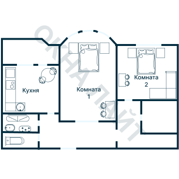 Остекление планировки 2194 дома И-155