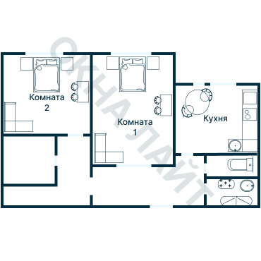 Остекление планировки 2196 дома И-155