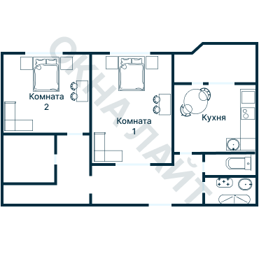 Остекление планировки 2204 дома И-155