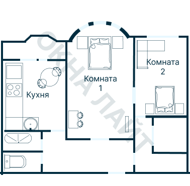 Остекление планировки 2210 дома И-155