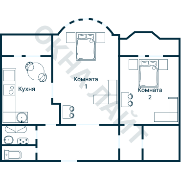 Остекление планировки 2213 дома И-155