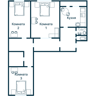 Остекление планировки 2233 дома И-155