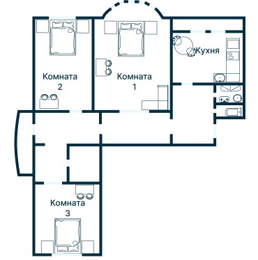 Остекление планировки 2241 дома И-155