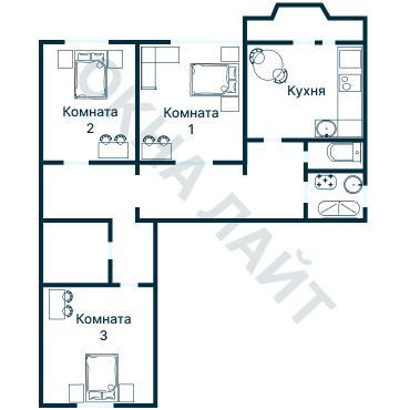 Остекление планировки 2262 дома И-155