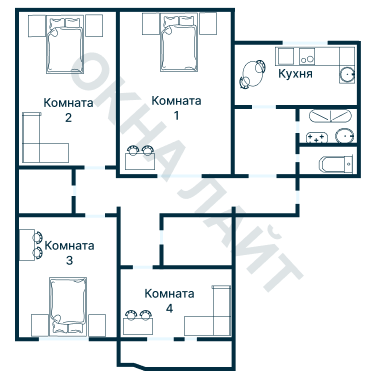 Остекление планировки 2272 дома И-155