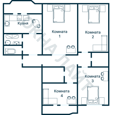 Остекление планировки 2275 дома И-155