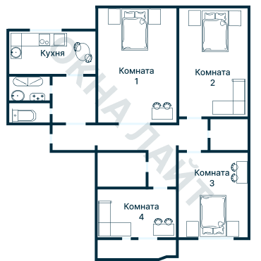 Остекление планировки 2282 дома И-155