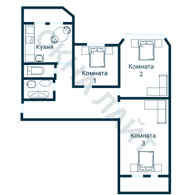 Остекление планировки 2326 дома И-155Б