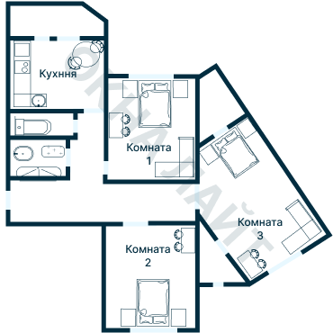Остекление планировки 2332 дома И-155Б