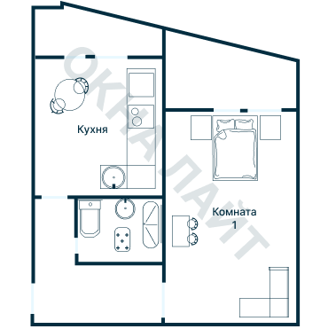 Остекление планировки 2340 дома И-155Б