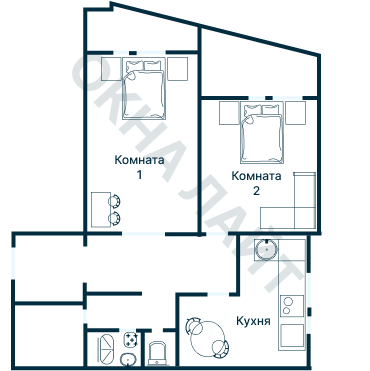Остекление планировки 2342 дома И-155Б