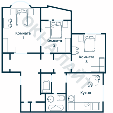 Остекление планировки 2356 дома И-155Б