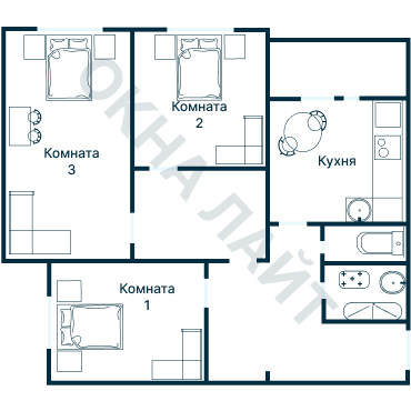 Остекление планировки 2364 дома И-155Б