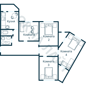 Остекление планировки 2374 дома И-155Б