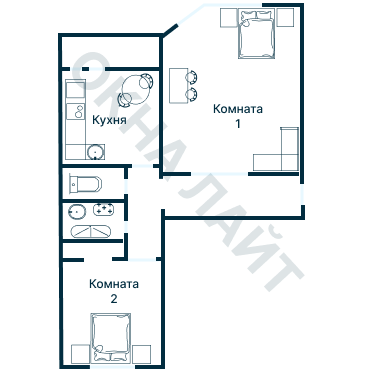 Остекление планировки 2303 дома И-155MK