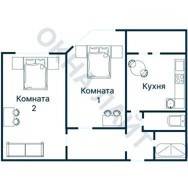 Остекление планировки 2305 дома И-155MK