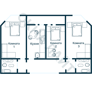 Остекление планировки 2318 дома И-155MK