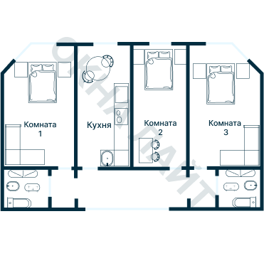 Остекление планировки 2321 дома И-155MK