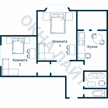 Остекление планировки 2397 дома И-155НБ
