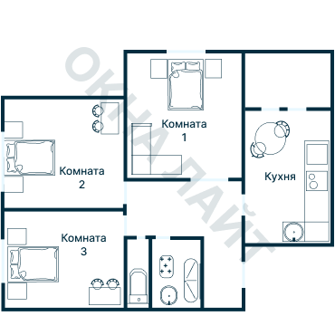 Остекление планировки 2410 дома И-155НБ